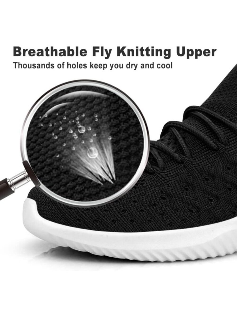 Men's Black And White Lightweight Breathable Comfortable Lace-Up Slip On Sneaker - Picture 4 of 6